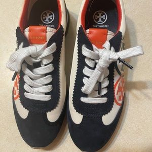 Tory Burch Navy and Orange Sneakers size 7